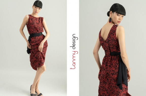 Silk dress ALYA  - Long Dao Red